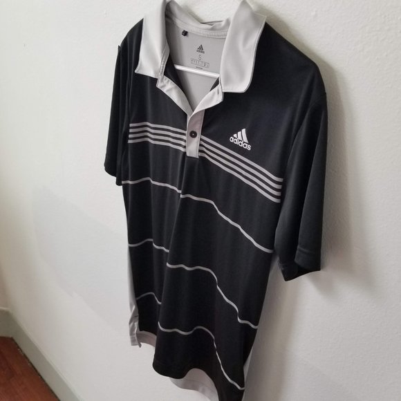 Adidas Striped Polo Shirt Size Small. Black and gray - Picture 3 of 6
